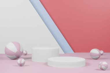 Yaz şablonu podyum sahne gösteriminin asgari tasarım için 3D görüntüleme. 