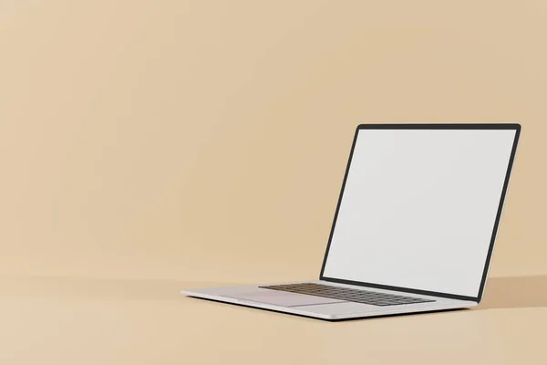 3 boyutlu dizüstü bilgisayar modellemesi, reklamları asgari tasarıma yerleştirmek için ekran görüntüsü içeriyor. İnternetten alışveriş 