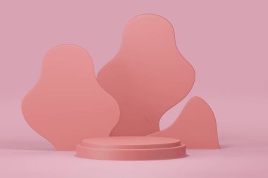 En düşük tasarım ürünü yerleştirmek için podyum vitrininin 3D çizimi. Podyum sahne gösterisi