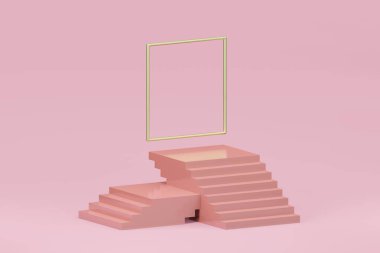 En düşük tasarım ürünü yerleştirmek için podyum vitrininin 3D çizimi. Podyum sahne gösterisi