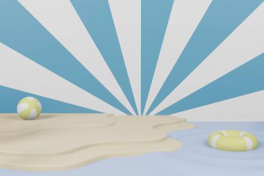 Yaz şablonu podyum sahne gösteriminin asgari tasarım için 3D görüntüleme. 