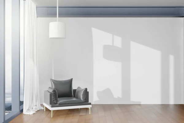 在现代室内环境 客厅或放置文字或广告设计中 三维渲染空墙模型 — 图库照片