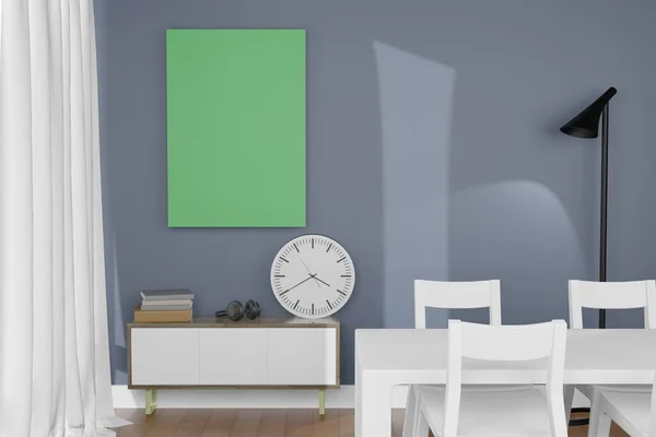 Rendering Illustration Frame Poster Frame Mockup Modern Interior Background Living — Stock Photo, Image