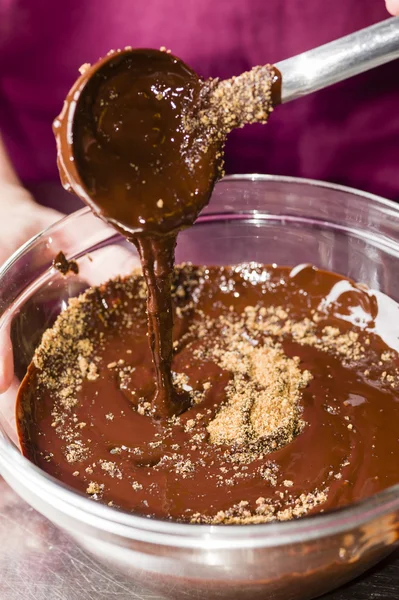 Ingredience pro přípravu řemeslné čokoládové tyčinky — Stock fotografie
