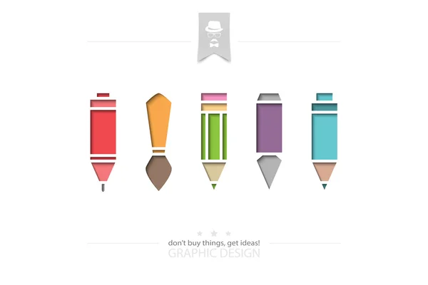 Set of stylish graphic design tools isolated on white background. vector material design icons. pencil, pen, paintbrush, marker and ink pen symbol. writing and painting concept banner — Διανυσματικό Αρχείο
