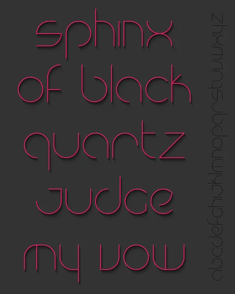 Set of stylish, pink, thin line alphabet letters isolated on dark background. vector contemporary font type design. commercial, decorative typeface collection — ストックベクタ