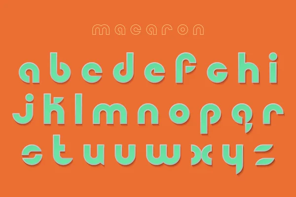 New set of stylish, 3d effect alphabet letters isolated on orange background. vector contemporary font type collection. bold style, round typeface design. decorative typesetting template — Wektor stockowy