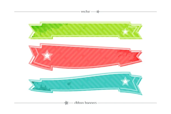 Set of retro, grunge style ribbon banners isolated on white background. vector decorative ribbon labels. vintage ribbons, award badge elements. outline frame ribbons, watercolor design web icons — ストックベクタ