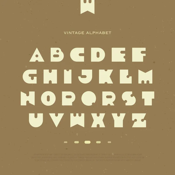 Set of stylized, alphabet letters isolated on brown background. vector vintage, bold font type. retro character design. distinct logo typesetting collection — ストックベクタ