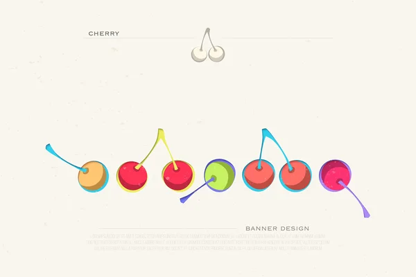 Set van kleurrijke cherry iconen geïsoleerd op een witte achtergrond. ontwerp van de banner van vector vers fruit. cool, heerlijk natuurproduct pakket template. — Stockvector