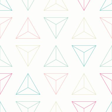 beyaz kağıt üzerine renkli, ince çizgi üçgenler ile Seamless modeli. Dekoratif arka plan tasarlamak vektör. soyut, geometrik duvar kağıdı