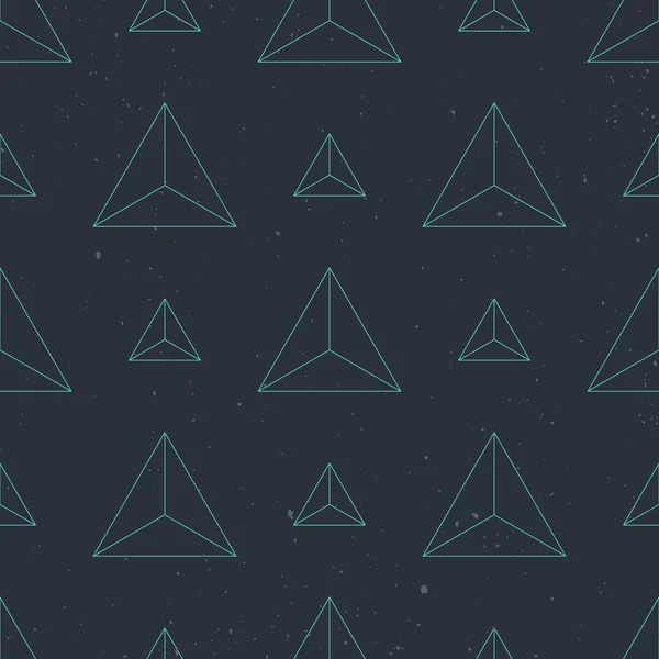 Naadloze patroon met dunne blauwe lijn driehoeken over papier textuur. vector ontwerp decoratieve achtergrond. abstract, geometrisch, grunge behang — Stockvector