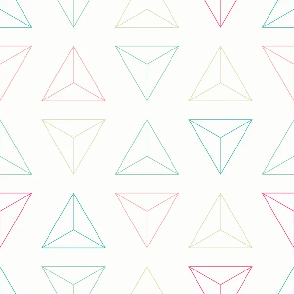 Motif sans couture avec coloré, triangles de ligne mince sur papier blanc. dessin de fond décoratif vectoriel. abstrait, papier peint géométrique — Image vectorielle