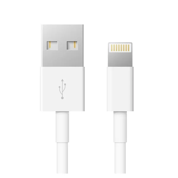 Conjunto de cables de interfaz USB aislados sobre fondo blanco. vector universal serie bus 3d iconos de diseño. conector de periféricos de computadora o suministro de recarga de teléfonos inteligentes . — Archivo Imágenes Vectoriales