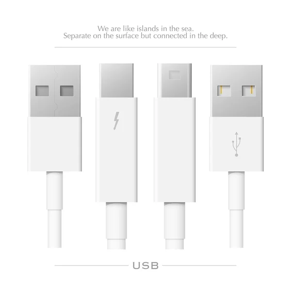 Externe randapparaten interface verbindingskabel geïsoleerd op een witte achtergrond. vector, thunderbolt Pci Express en weergavepoort iconen ontwerp. computer randapparatuur of monitor hoge snelheid connector levering — Stockvector