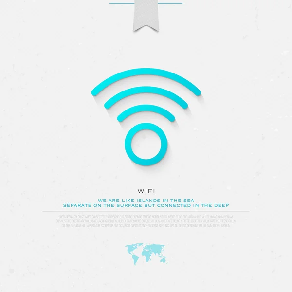 New thin line style wireless icon and wifi logo. isolated vector radio wave symbol. free internet connection zone sign. technology concept logotype with world map and banner template — Stock Vector