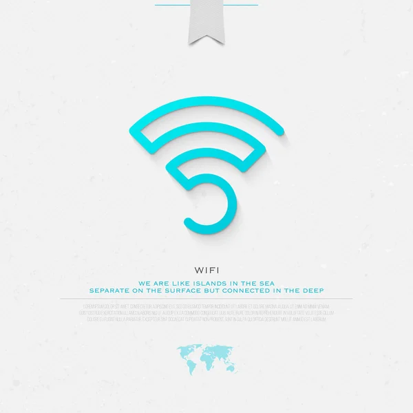 Nieuwe dunne lijn draadloze pictogram en wifi stijlkenmerk. geïsoleerde vector radiogolven symbool. gratis internet verbinding zone teken. technologie concept logo met wereld kaart en banner sjabloon — Stockvector