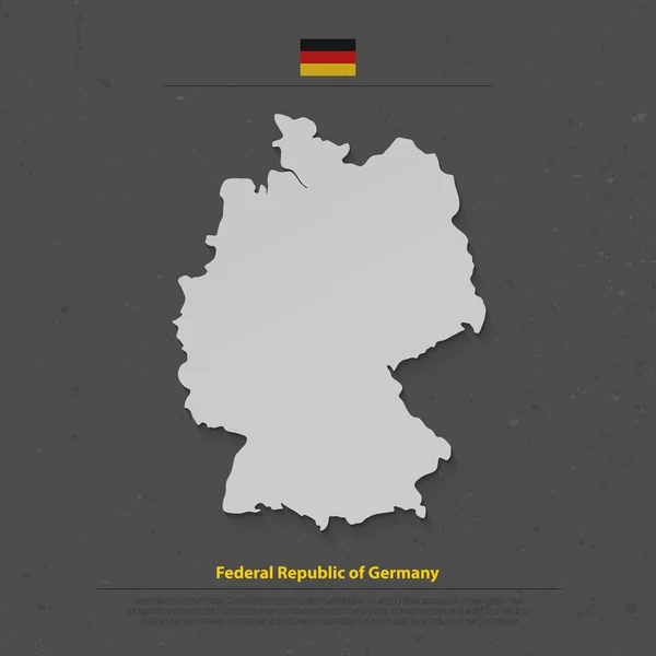 Republik Federal Jerman peta dan ikon bendera resmi di atas latar belakang gelap. Vektor peta politik Jerman 3d ilustrasi. Templat banner geografis Negara Eropa. Deutschland - Stok Vektor