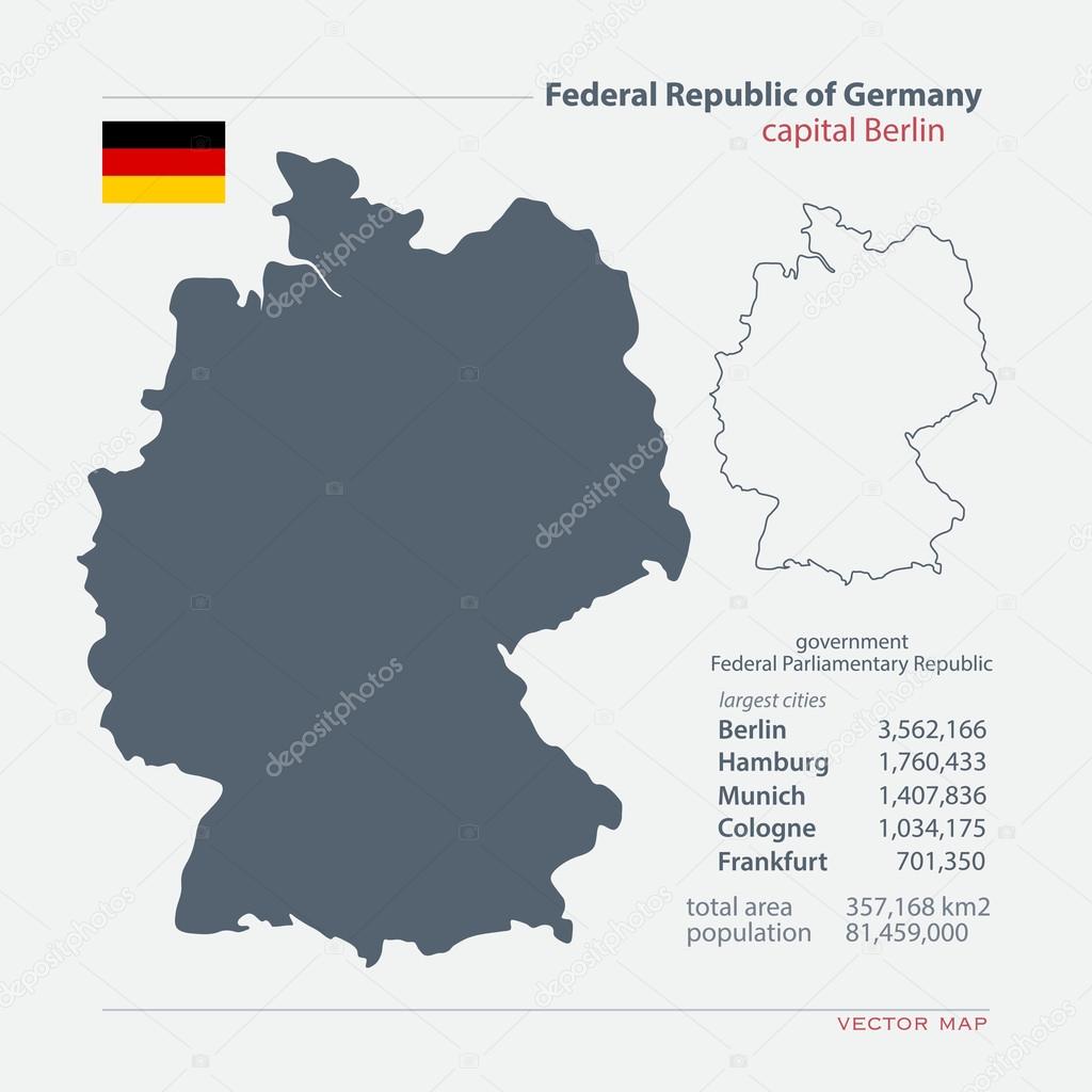 federal republic of germany isolated maps and official flag icon vector german political map icons with general information european state geographic