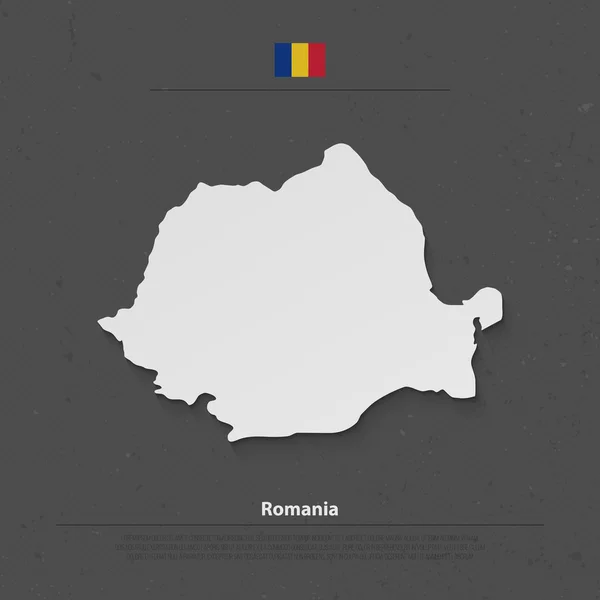 Rumania mapa y los iconos oficiales de la bandera sobre fondo grunge. vector rumano mapa político 3d ilustración. Plantilla de banner geográfico del Estado europeo. viaje y concepto de negocio vector — Vector de stock