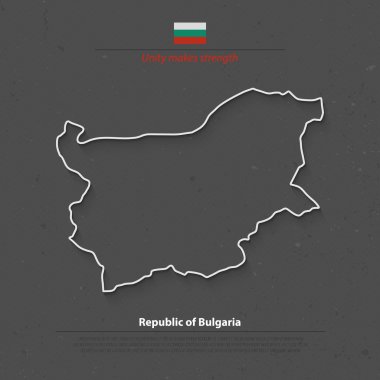 Bulgaristan Cumhuriyeti harita ve grunge arka plan üzerinde resmi bayrak. Bulgar siyasi harita 3d illüstrasyon vektör. Avrupa devlet coğrafi banner şablon. seyahat ve iş kavram Haritası