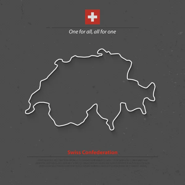 Mapa de la Confederación Suiza y bandera oficial sobre fondo grunge. vector Suiza mapa político 3d ilustración. Plantilla de banner geográfico del Estado europeo. mapa conceptual de viajes y negocios — Vector de stock