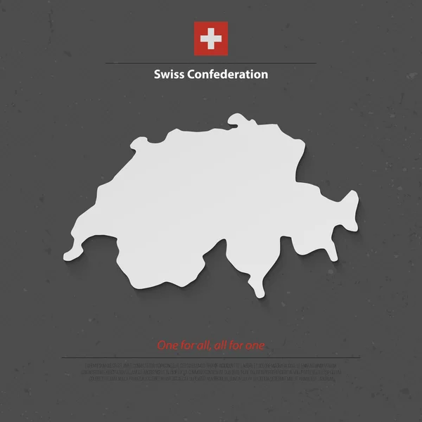 Swiss Confederation map and official flag over grunge background. vector Switzerland political map 3d illustration. European State geographic banner template. travel and business concept map — Stock Vector