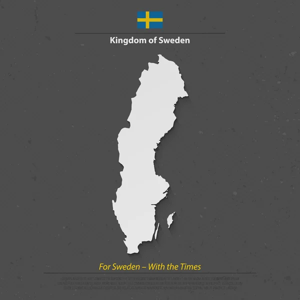 Reino da Suécia mapa isolado e ícone da bandeira oficial. vetorial Mapas políticos suecos ilustração 3d. Modelo de bandeira geográfica sueca. mapa de conceito de viagens e negócios —  Vetores de Stock