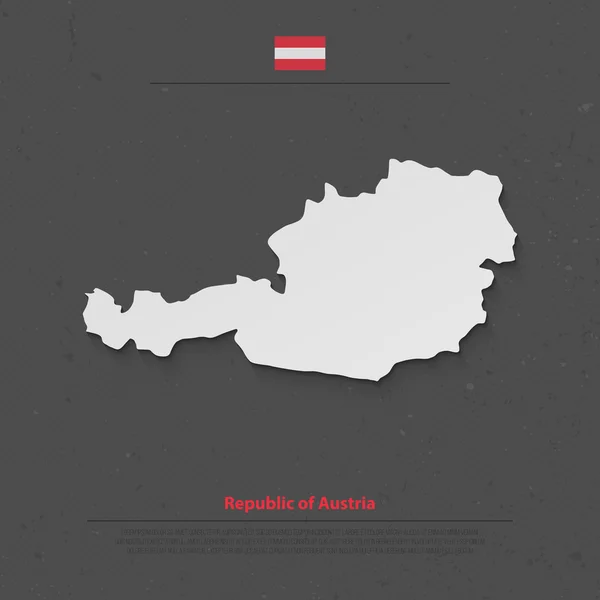 República de Austria mapa aislado e iconos oficiales de la bandera. vector mapa político austríaco ilustración de estilo plano. Plantilla de banner geográfico de país europeo — Vector de stock