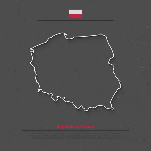 República de Polonia mapa aislado e iconos oficiales de la bandera. vector polaco mapa político icono de línea delgada. Plantilla de banner geográfico de país europeo — Vector de stock