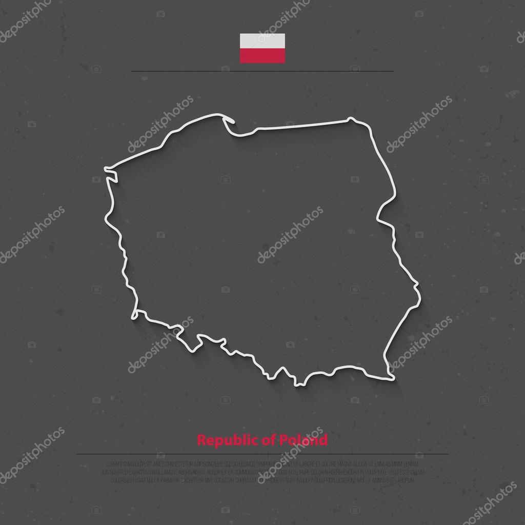 Mapa Rzeczypospolitej Polskiej na białym tle i oficjalne ikony flag ...