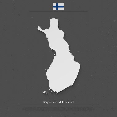 Finlandiya Cumhuriyeti harita ve resmi bayrağı simgeleri izole. Fin siyasi harita 3d illüstrasyon vektör. Suomi coğrafi banner şablon. seyahat ve iş kavram Haritası