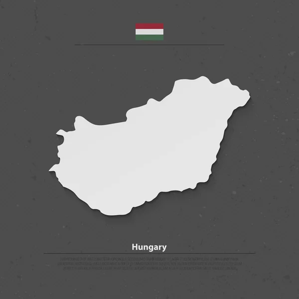 República da Hungria mapa isolado e ícones da bandeira oficial. vetor húngaro mapa político ilustração 3d. Modelo de banner geográfico do país da Europa Central — Vetor de Stock