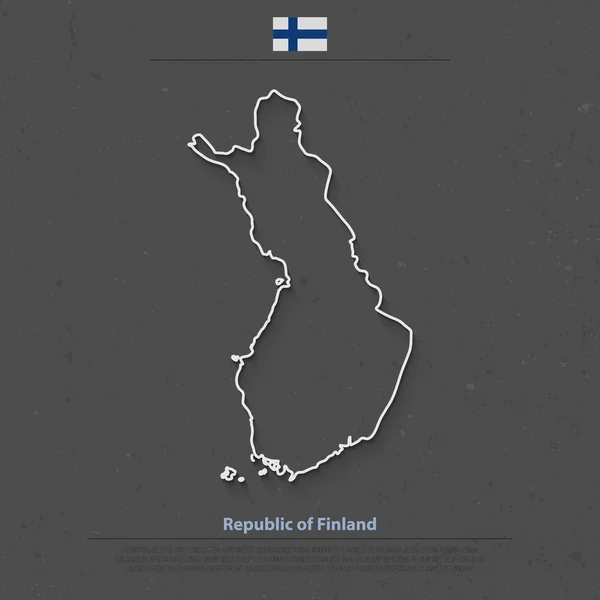 República da Finlândia mapa isolado e ícones da bandeira oficial. vector esboço do mapa político finlandês. Modelo de banner geográfico Suomi. mapa de conceito de viagens e negócios —  Vetores de Stock