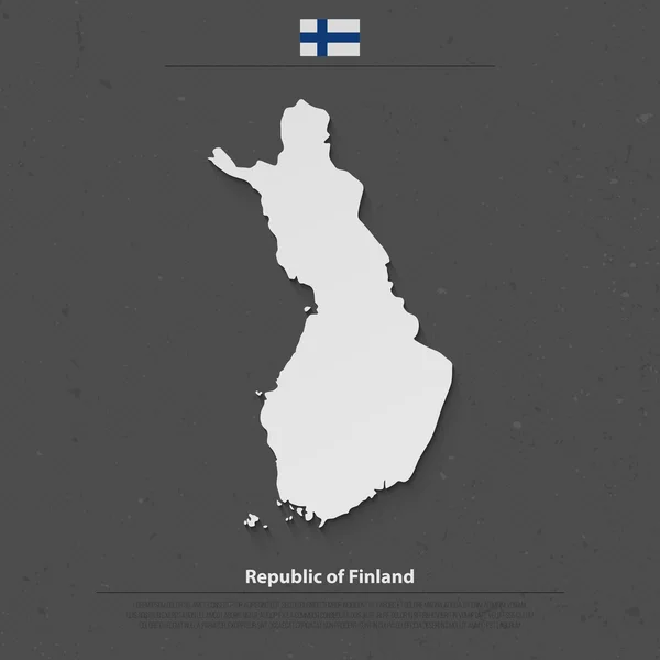 República da Finlândia mapa isolado e ícones da bandeira oficial. vector finlandês mapa político ilustração 3d. Modelo de banner geográfico Suomi. mapa de conceito de viagens e negócios —  Vetores de Stock