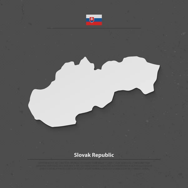 슬로바키아 공화국 고립지도 및 공식 플래그 아이콘입니다. 벡터 슬로바키아어 정치지도 3D 그림입니다. 중부 유럽 지리적 배너 템플릿입니다. 여행 및 비즈니스 컨셉 맵 — 스톡 벡터