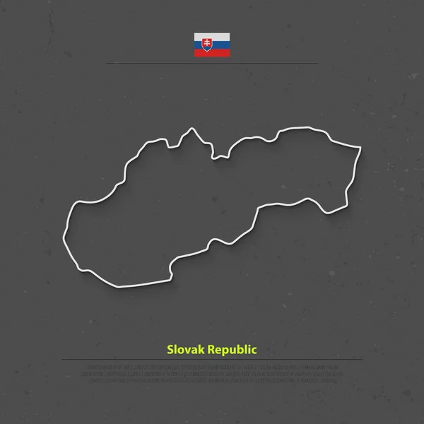 República Eslovaca mapa aislado e iconos oficiales de la bandera. vector político eslovaco delgado mapa de estilo de línea. Plantilla de banner geográfico de país europeo. concepto de viajes y negocios — Vector de stock