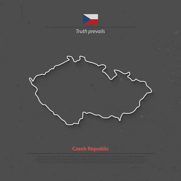 Česká republika izolované mapy a oficiální vlajkovou ikonu. Vektorová mapa pro Českou politickou tenkou linii. Šablony zeměpisné hlavičky evropské země. cestovní a obchodní koncepce map — Stockový vektor