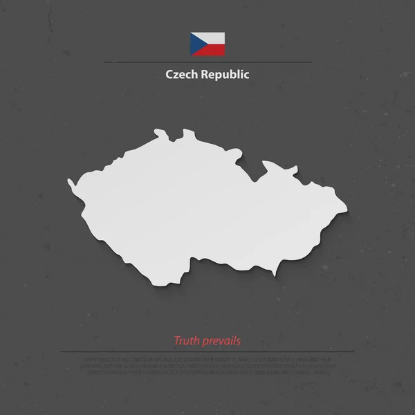 Mappa isolata della Repubblica Ceca e icone ufficiali della bandiera. vettore ceco mappa politica 3d illustrazione. Modello di banner geografico dell'Europa centrale. mappe di viaggio e di business — Vettoriale Stock