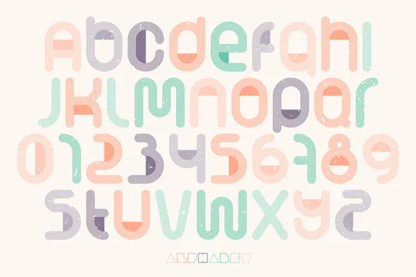 Set of thin line style alphabet letters and numbers over paper texture. vector font type design. vintage, bold lettering icons. stylized logo text typesetting. colorful typography template — Stock Vector