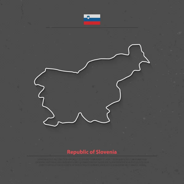 República de Eslovenia mapa aislado e iconos oficiales de la bandera. vector esloveno política delgada línea mapa sobre fondo grunge. Plantilla de banner geográfico de país europeo — Vector de stock