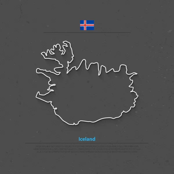 República da Islândia mapa isolado e ícones da bandeira oficial. vector Islândia mapa político ícone linha fina. Nordic Island Country modelo de bandeira geográfica. mapa conceito de viagem sobre textura de papel —  Vetores de Stock