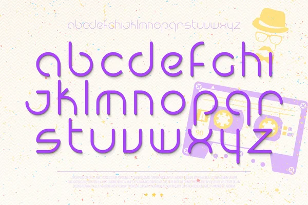 그런 지 종이 배경 위에 일반 알파벳 문자의 집합입니다. 현대, 중간 글꼴 유형 벡터. 프리미엄 품질, 복고풍 음악 캐릭터 디자인입니다. 벡터 카세트 테이프, 장식 조판 — 스톡 벡터