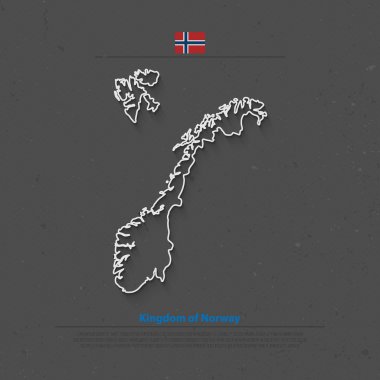 İngiltere ve Norveç harita ve resmi bayrağı simgeleri izole. Norveç siyasi harita ince çizgi simge vektör. İskandinav ülkenin coğrafi banner şablon. seyahat ve iş kavram haritaları