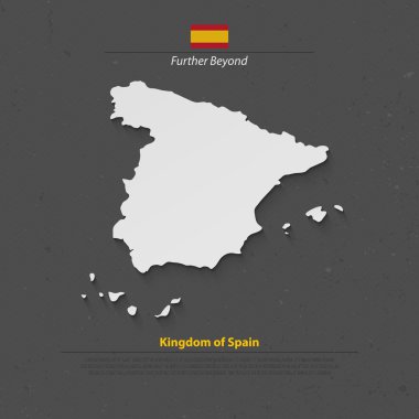 İngiltere İspanya harita ve resmi bayrağı simgeleri izole. İspanyol siyasi harita 3d çizim kağıt dokusu üzerinde vektör. AB coğrafi banner şablon. seyahat ve iş kavram haritaları