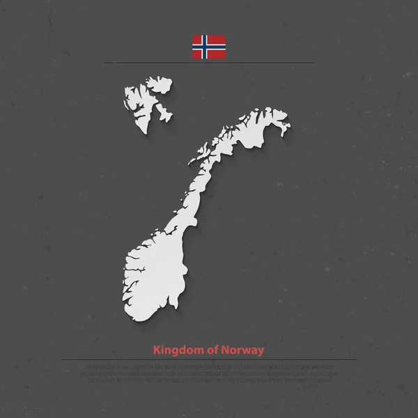 Reino da Noruega mapa isolado e ícones da bandeira oficial. vetor norueguês mapa político ilustração 3d. Modelo de bandeira geográfica do país escandinavo. viagens e mapas de conceito de negócios —  Vetores de Stock