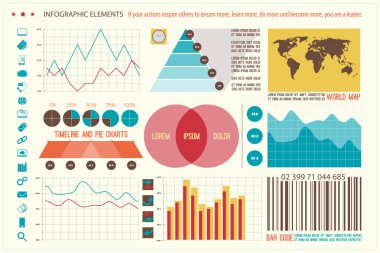 Infographic öğeleri, web teknoloji simgeler kümesi. vektör zaman çizelgesi, seçeneği grafik, barkod simgesi. pasta grafik bilgi grafik simgesi. mali istatistik ve rapor sunu banner tasarımı pazarlama