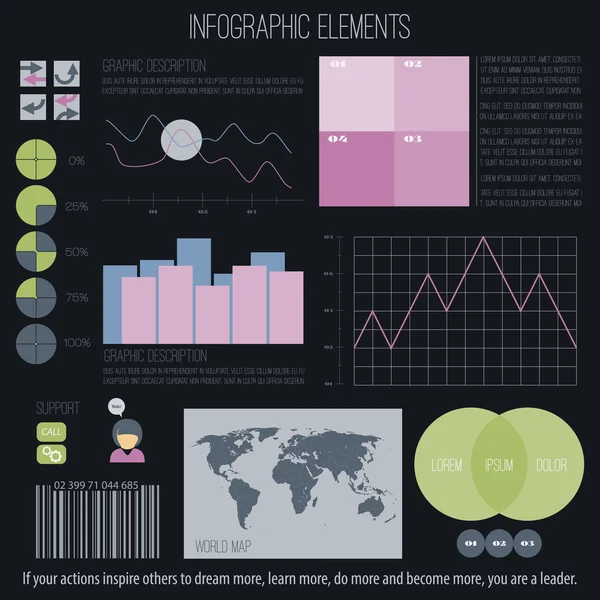 흰색 배경에 고립 infographic 요소의 집합입니다. 타임 라인, 옵션 그래프, 바코드 심볼 벡터. 원형 차트 정보 그래픽 아이콘입니다. 금융 통계 및 성장 보고서 프레 젠 테이 션 배너 — 스톡 벡터