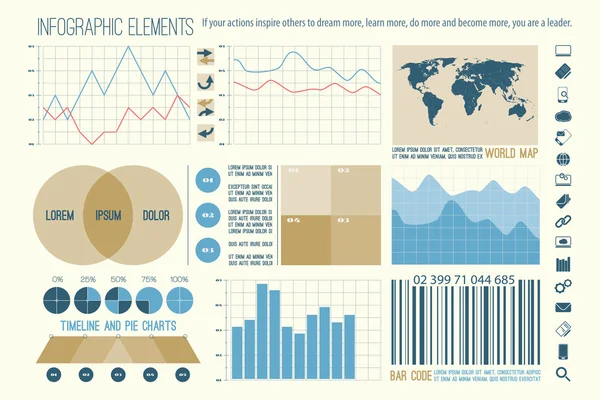 Infographic öğeleri, web teknoloji simgeler kümesi. vektör zaman çizelgesi, seçeneği grafik, barkod simgesi. pasta grafik bilgi grafik simgesi. Ekonomi istatistik ve finansal büyüme rapor sunu afiş — Stok Vektör