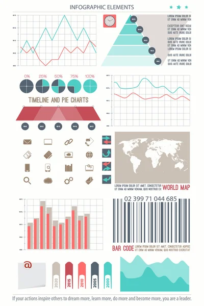 Elementos infográficos, ícones de tecnologia web. gráfico de opção de linha do tempo vetorial, símbolo de código de barras de lembrete. gráfico de pizza ícone gráfico informações. estatística financeira e design de banner apresentação de relatório de marketing — Vetor de Stock